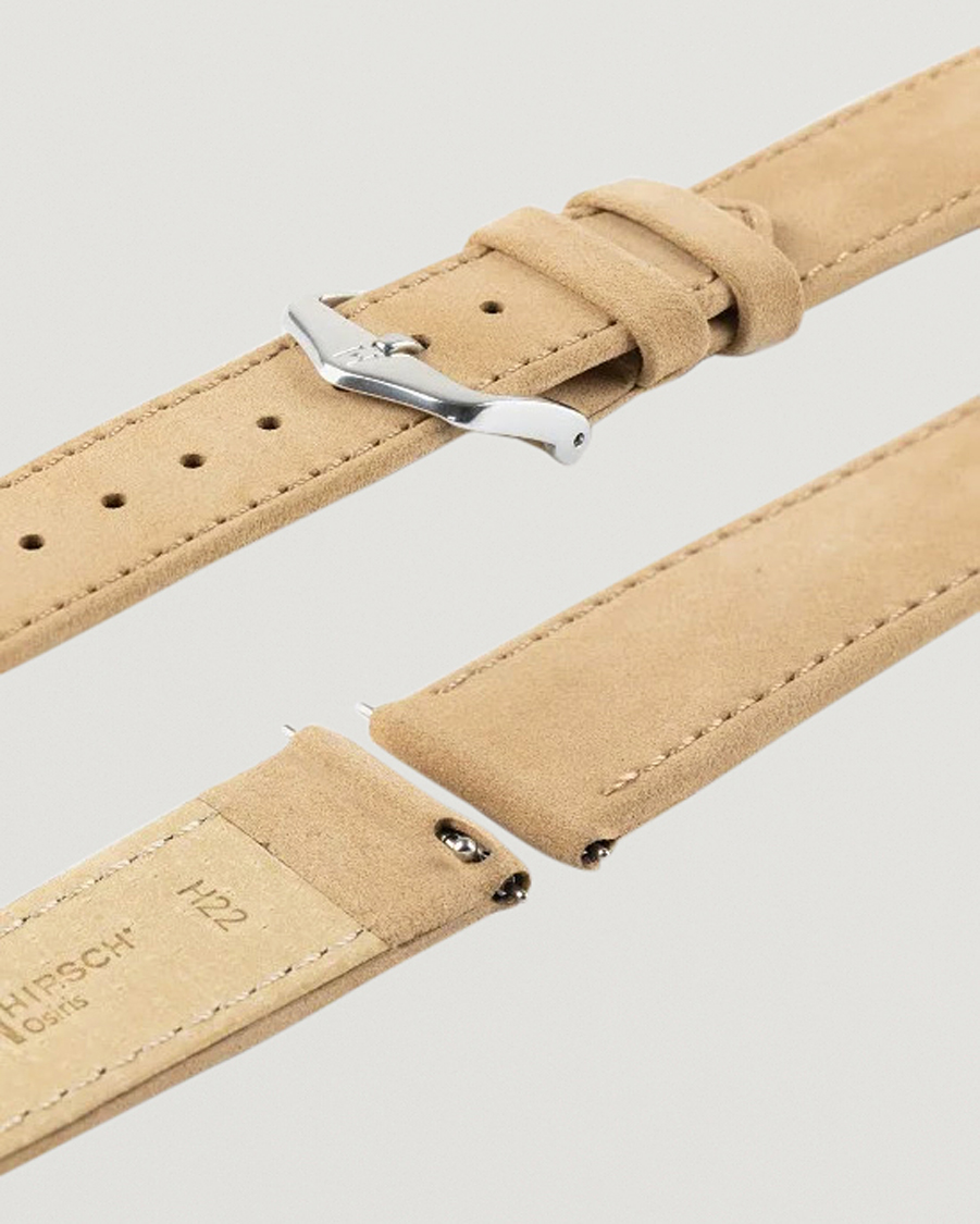 Homme | Bracelets De Montres | HIRSCH | Osiris Calf Leather Nubuck Effect Watch Strap Beige