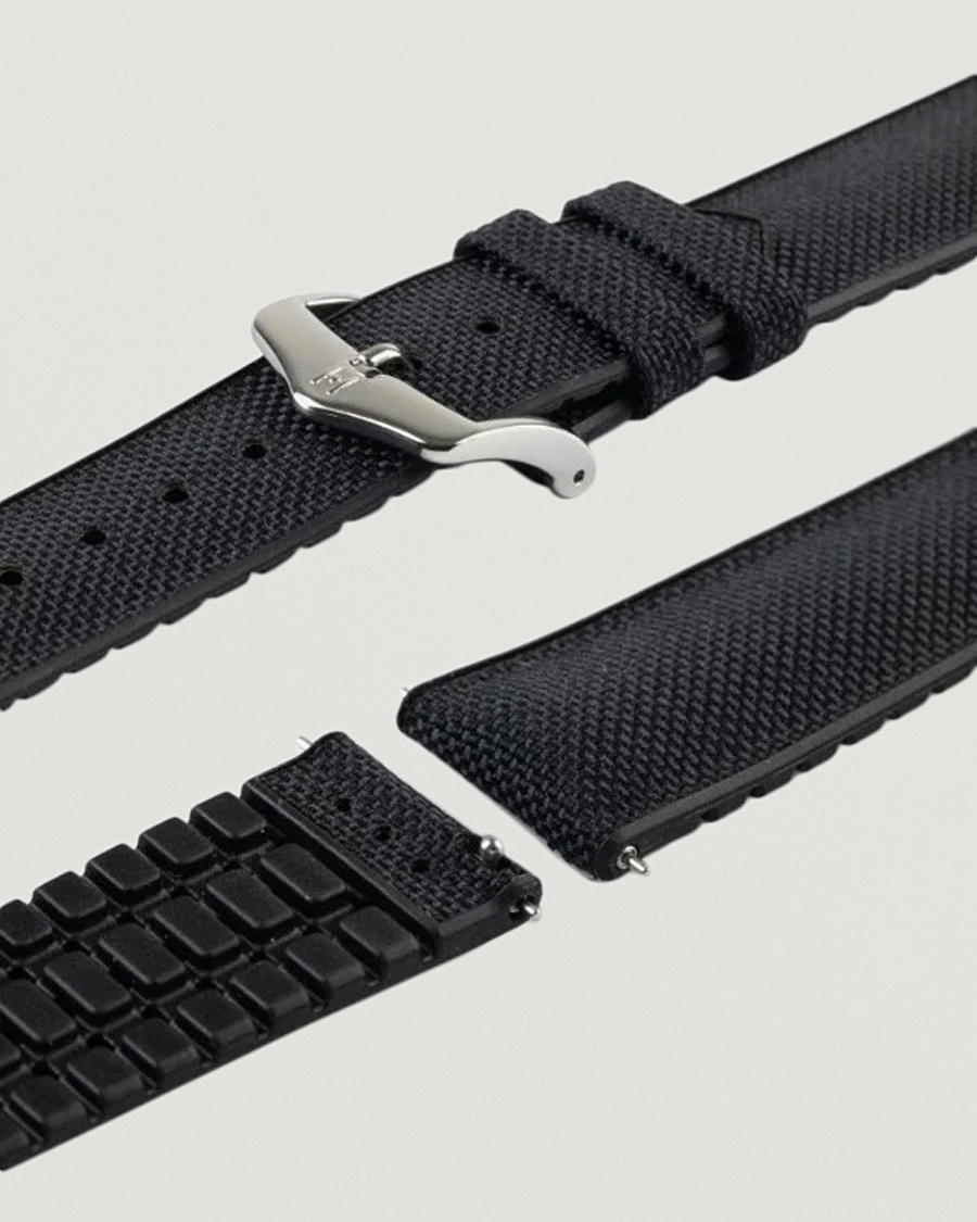 Homme | Bracelets De Montres | HIRSCH | Arne Sailcloth Effect Performance Watch Strap Black