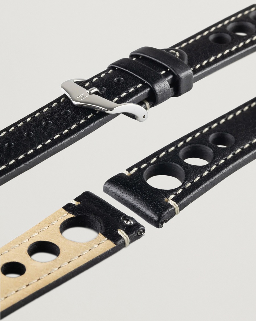 Homme | Bracelets De Montres | HIRSCH | Rally Natural Leather Racing Watch Strap Black
