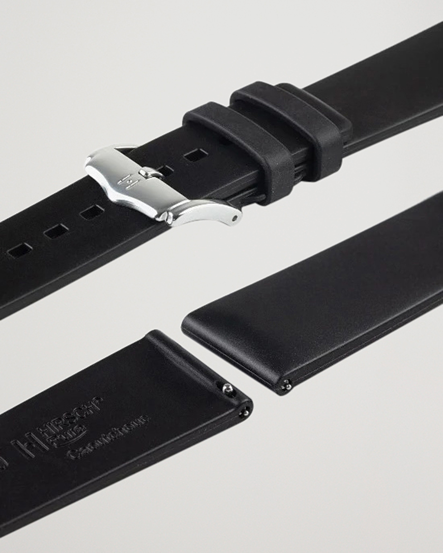 Homme | Bracelets De Montres | HIRSCH | Pure Natural Rubber Watch Strap Black