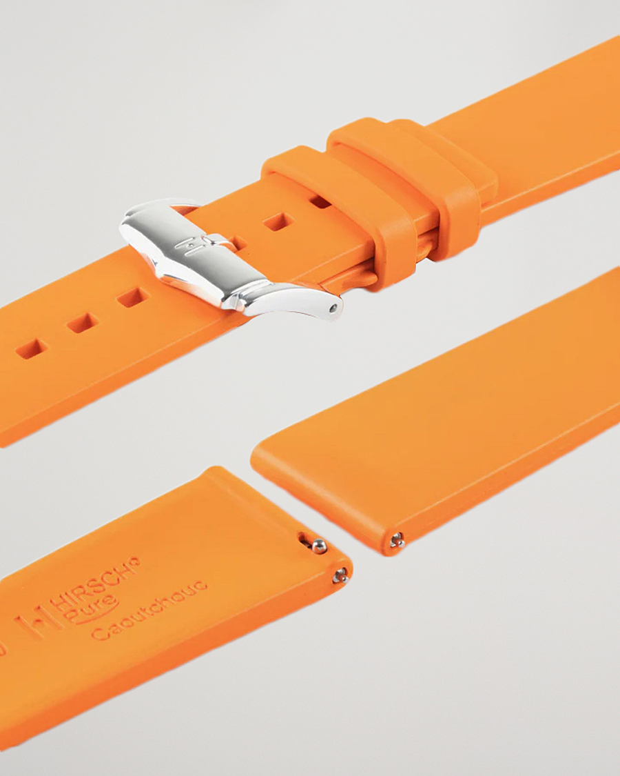 Homme | Bracelets De Montres | HIRSCH | Pure Natural Rubber Watch Strap Orange