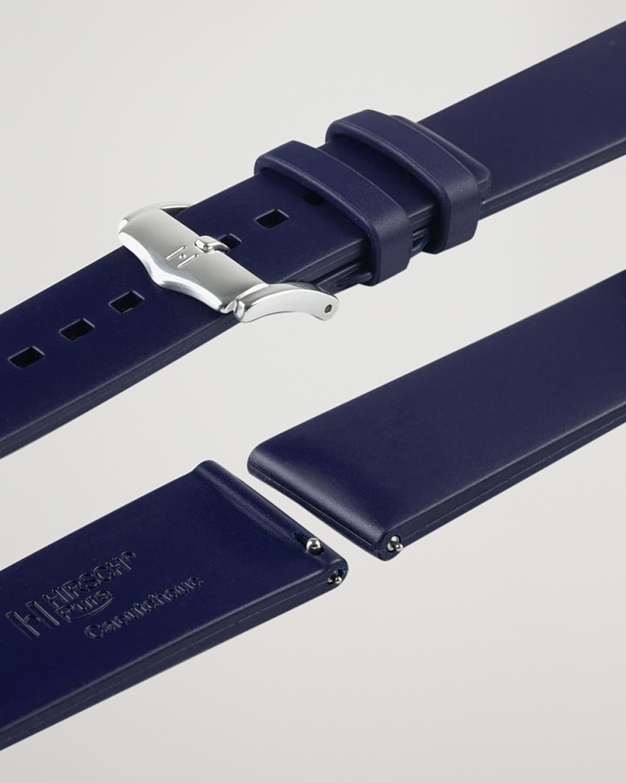 Homme | Bracelets De Montres | HIRSCH | Pure Natural Rubber Watch Strap Blue