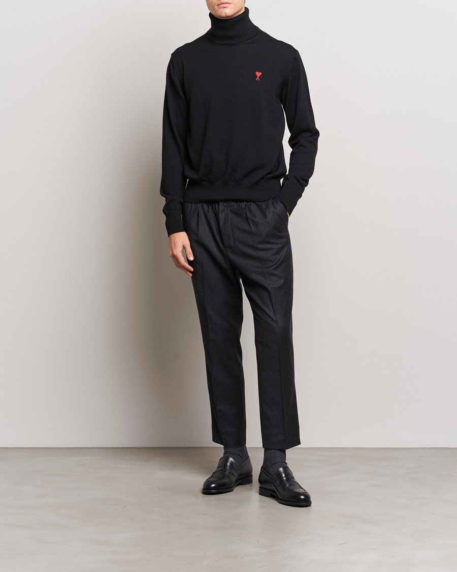 Homme | Pulls Et Tricots | AMI | Heart Logo Wool Turtleneck Black