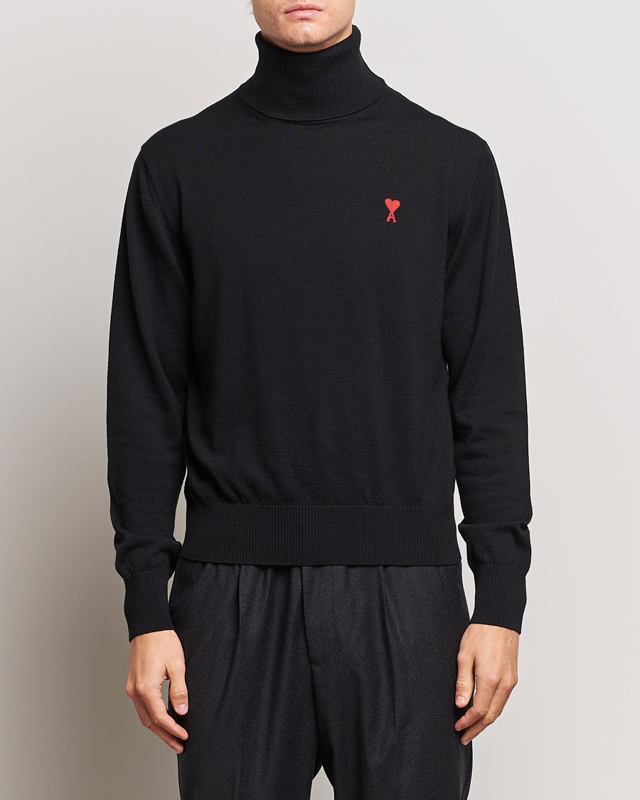 Homme | Pulls Et Tricots | AMI | Heart Logo Wool Turtleneck Black
