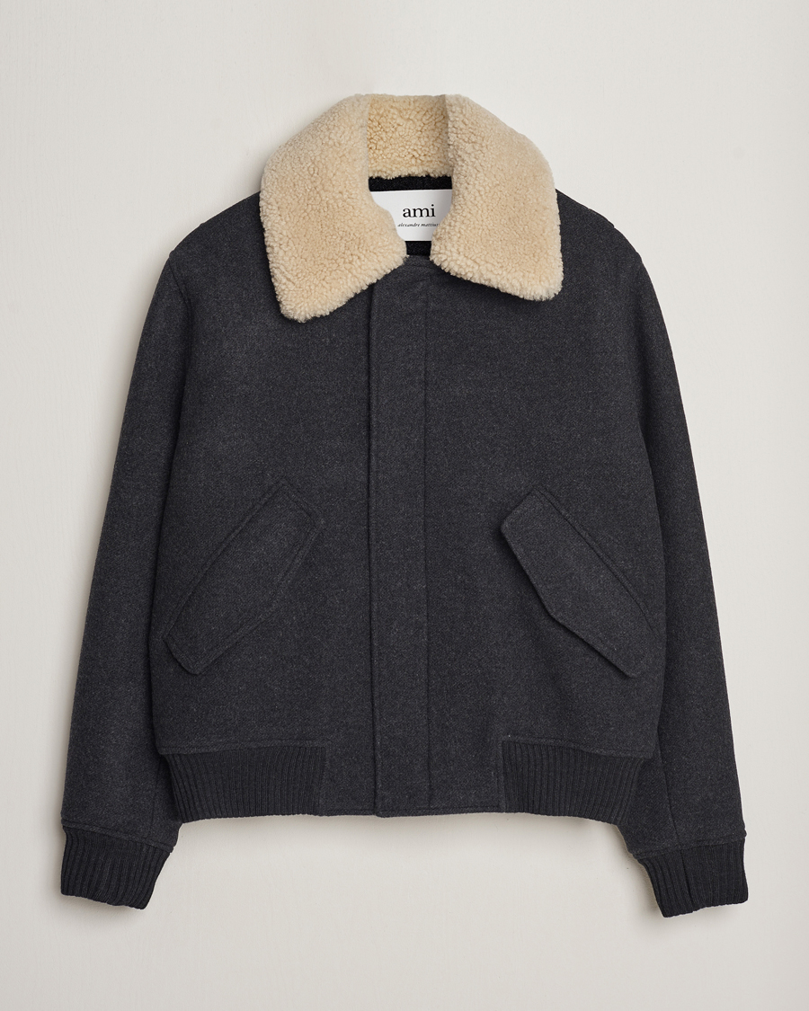 Homme | Manteaux Et Vestes | AMI | Shearling Bomber Jacket Heather Grey