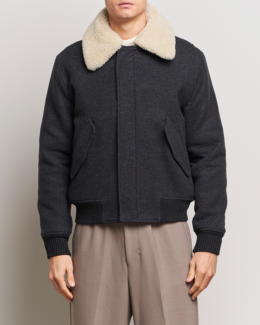 Homme | Manteaux Et Vestes | AMI | Shearling Bomber Jacket Heather Grey