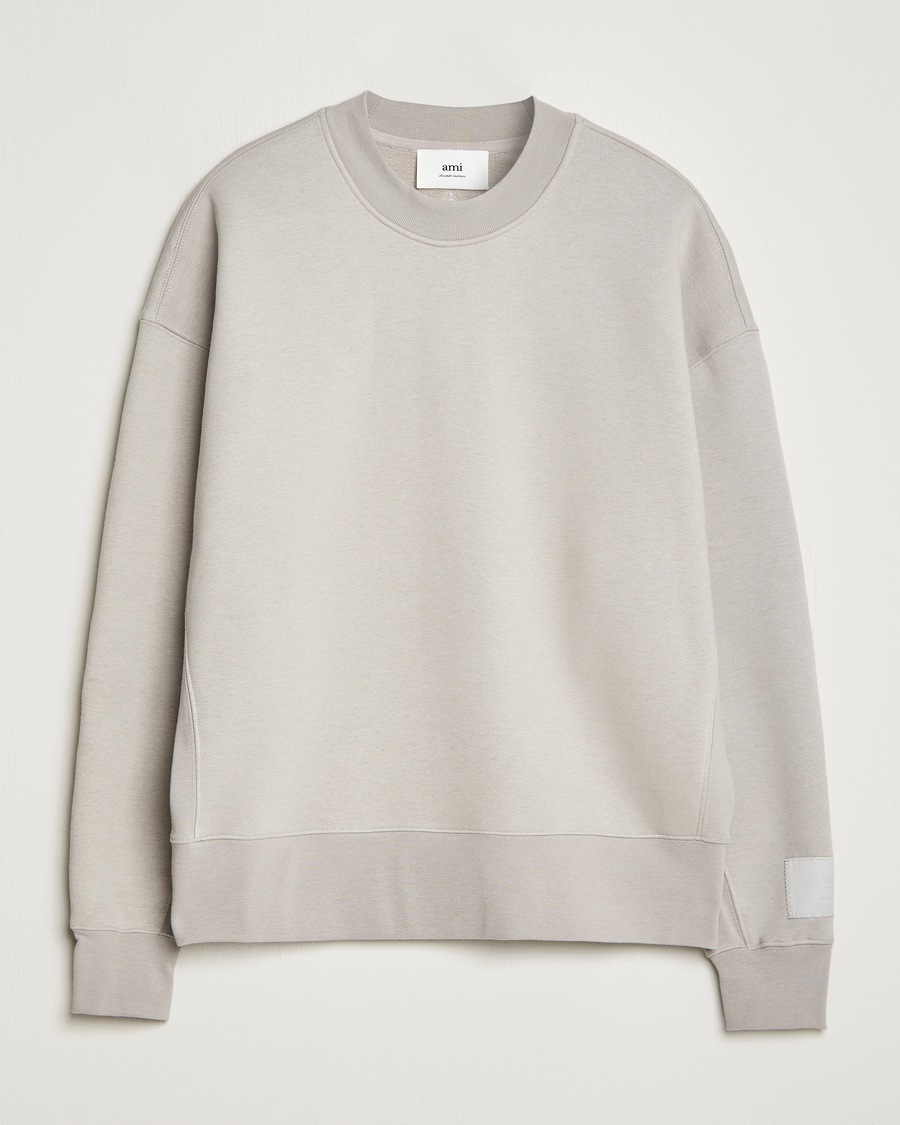 Homme | Pulls Et Tricots | AMI | Brushed Cotton Crew Neck Sweatshirt Pearl Grey