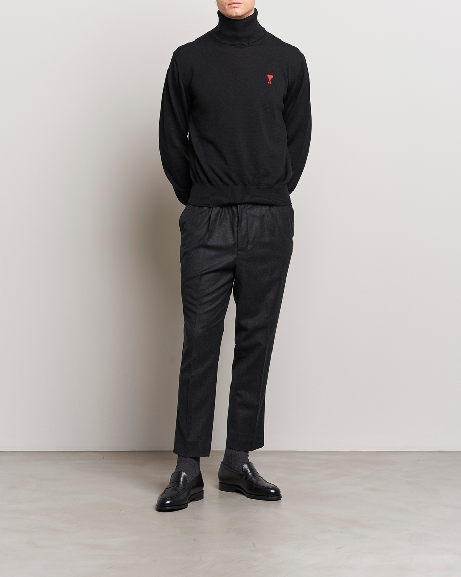 Homme | Pantalons | AMI | Flannel Drawstring Trousers Heather Grey