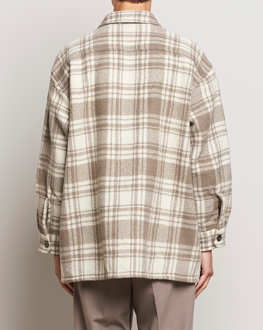 Homme | Chemises | AMI | Wool Maxi Checked Overshirt Ivory/Clay