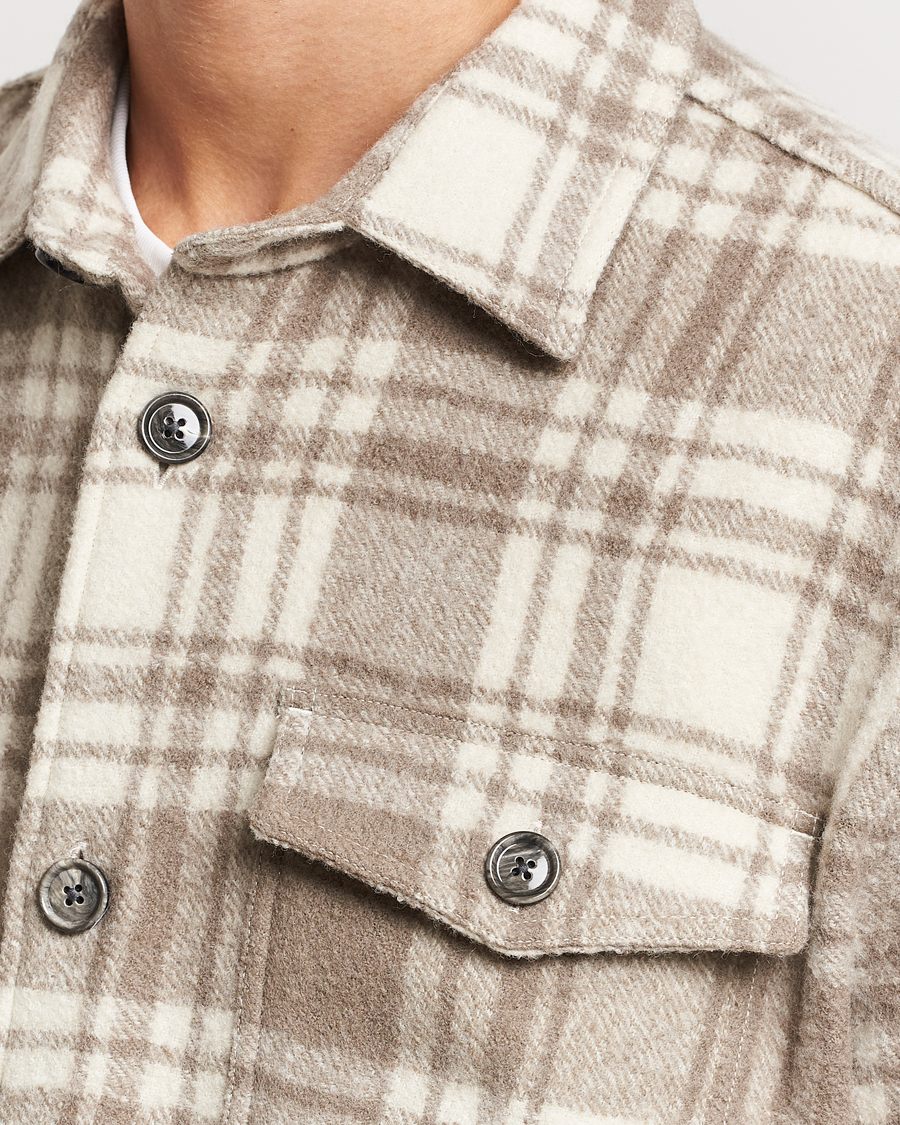 Homme | Chemises | AMI | Wool Maxi Checked Overshirt Ivory/Clay