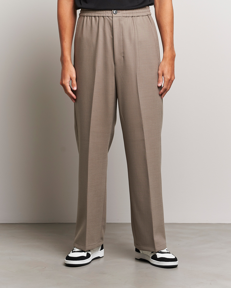 Homme | Soldes | AMI | Wool Drawstring Trousers Taupe