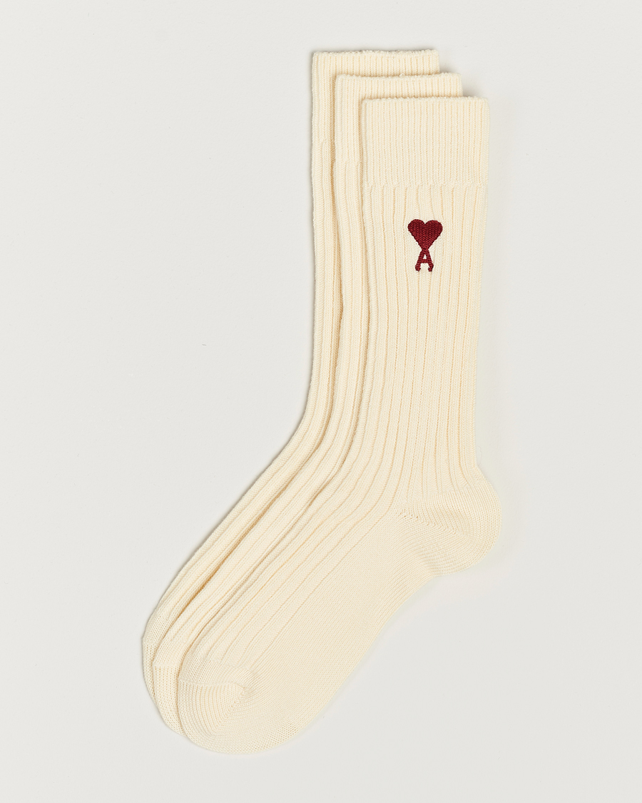 Homme | Sous-Vêtements Et Chaussettes | AMI | 3-Pack Heart Logo Socks Off White