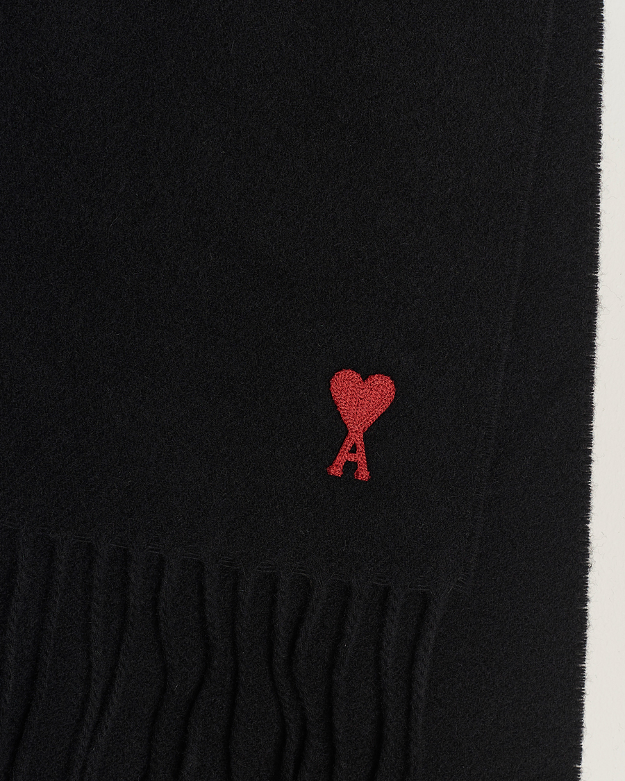 Homme | AMI Heart Logo Scarf Black | AMI | Heart Logo Scarf Black
