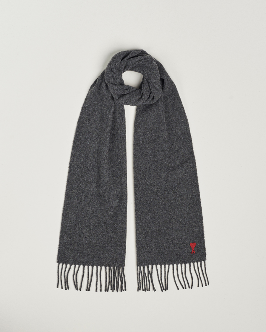 Homme | AMI Heart Logo Scarf Dark Grey | AMI | Heart Logo Scarf Dark Grey