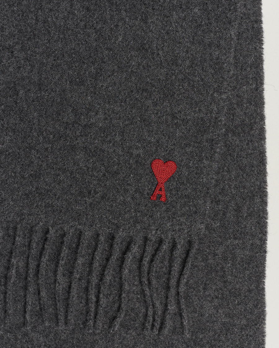 Homme | AMI Heart Logo Scarf Dark Grey | AMI | Heart Logo Scarf Dark Grey