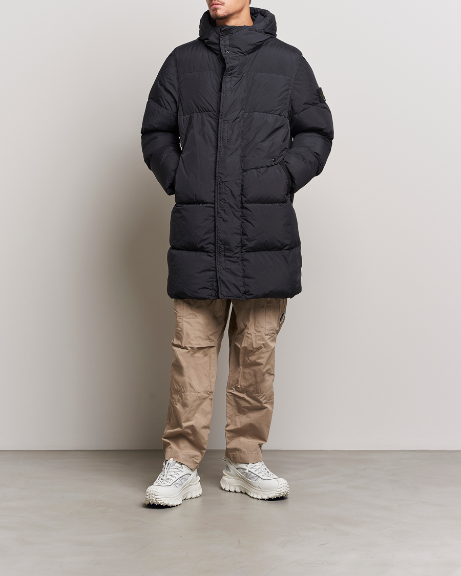 Homme | Manteaux Et Vestes | Stone Island | Garment Dyed  Recycled Nylon Long Down Jacket Black