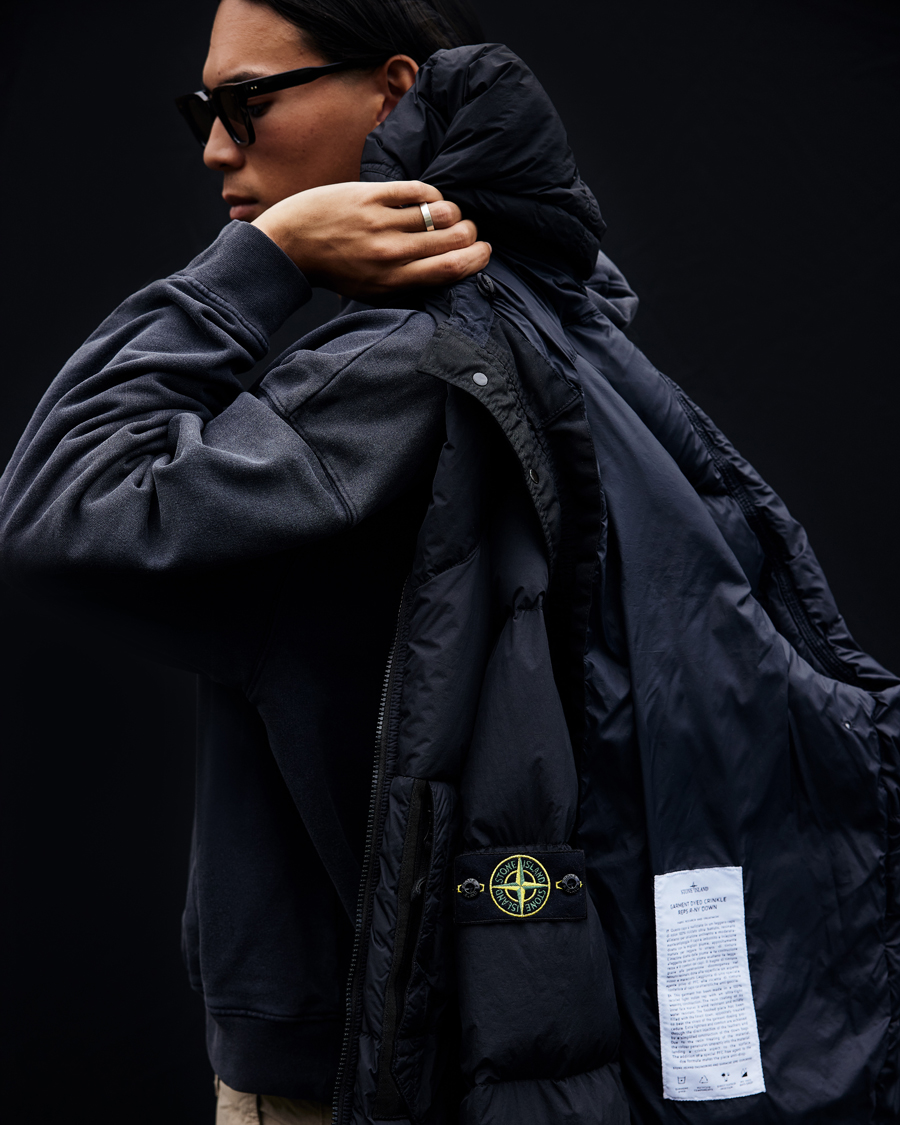 Homme | Manteaux Et Vestes | Stone Island | Garment Dyed  Recycled Nylon Long Down Jacket Black