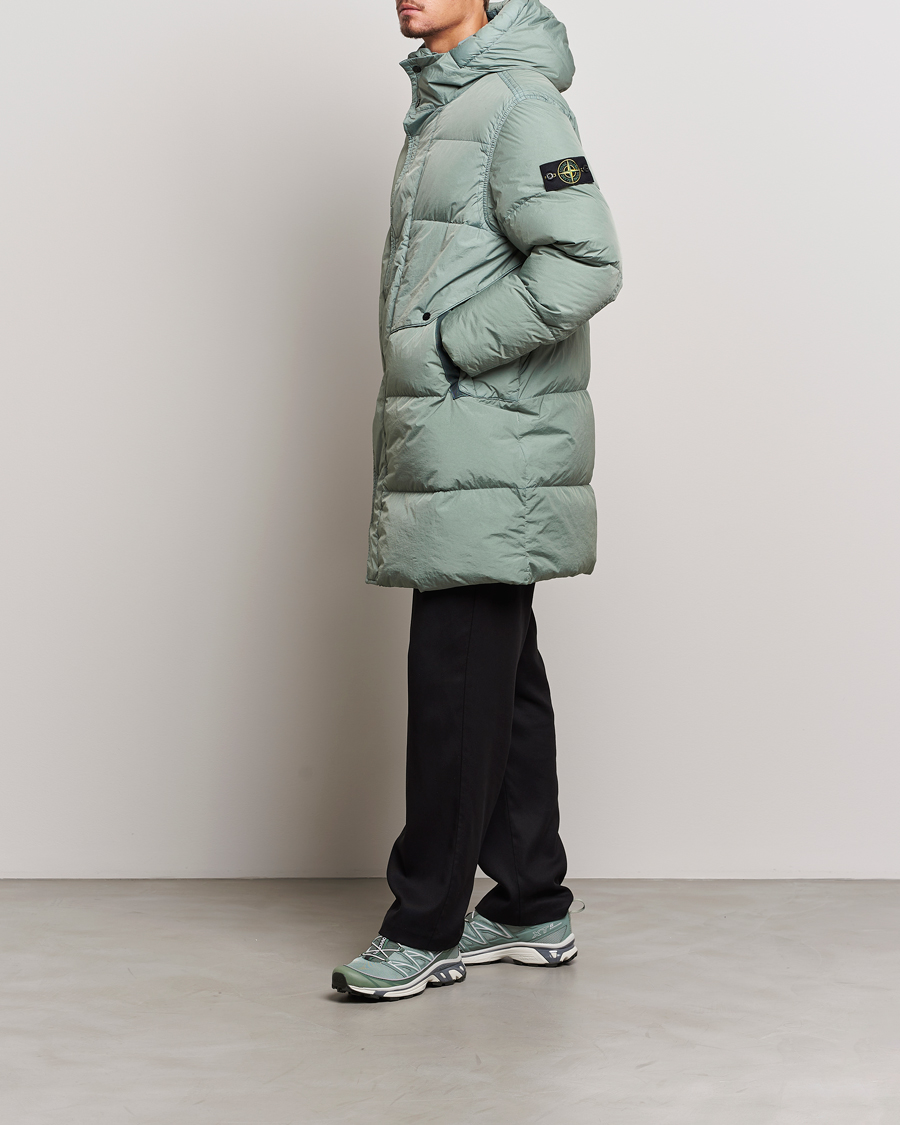 Homme | Manteaux Et Vestes | Stone Island | Garment Dyed Recycled Nylon Long Down Jacket Sage
