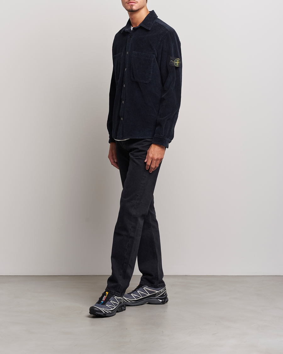 Homme | Chemises | Stone Island | Garment Dyed Corduroy Overshirt Navy Blue