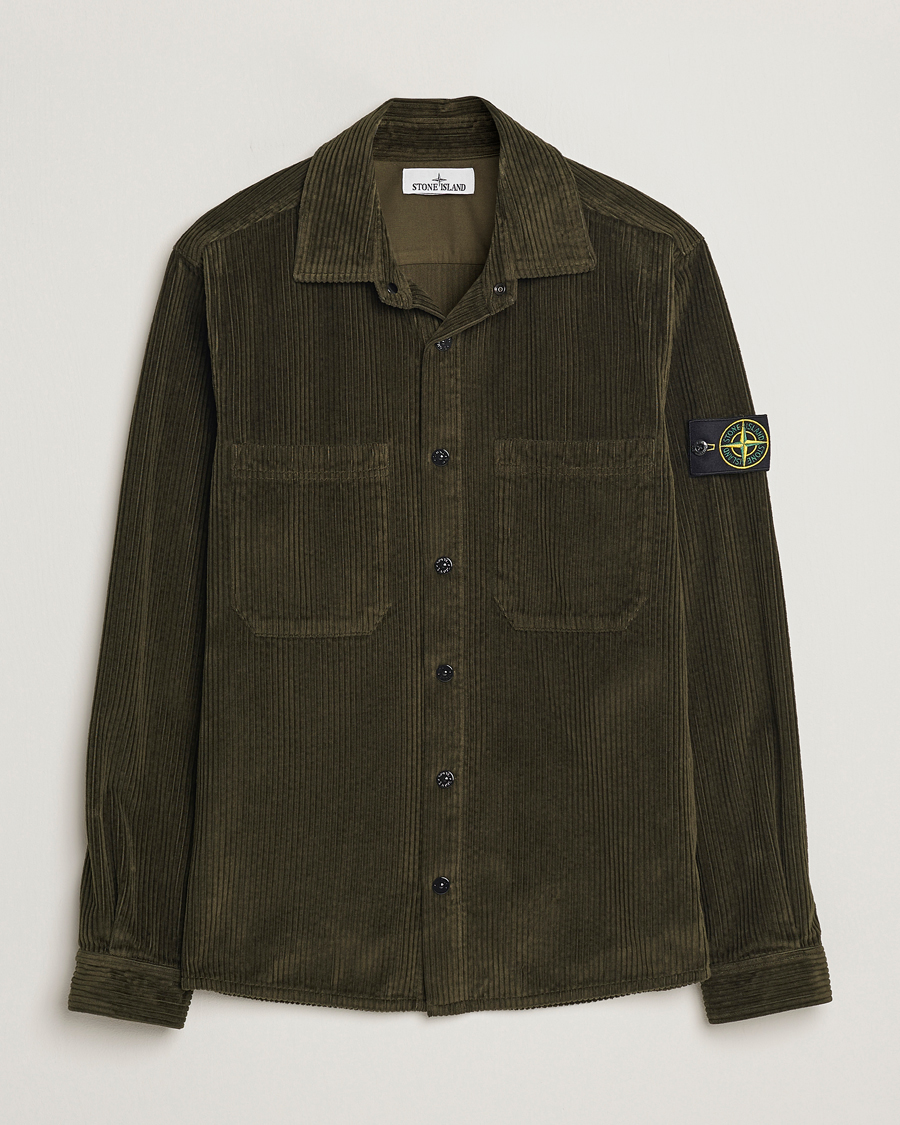Homme | Chemises | Stone Island | Garment Dyed Corduroy Overshirt Olive