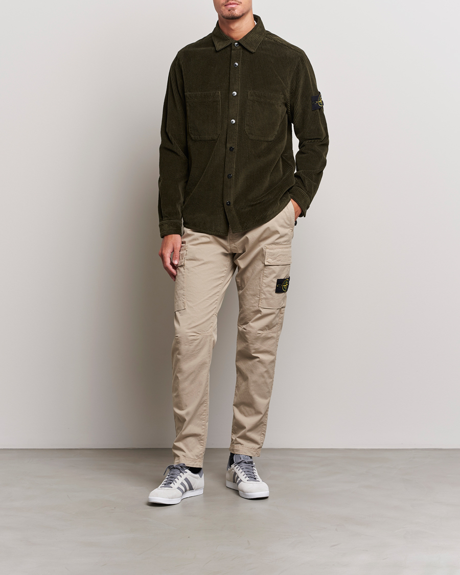 Homme | Chemises | Stone Island | Garment Dyed Corduroy Overshirt Olive
