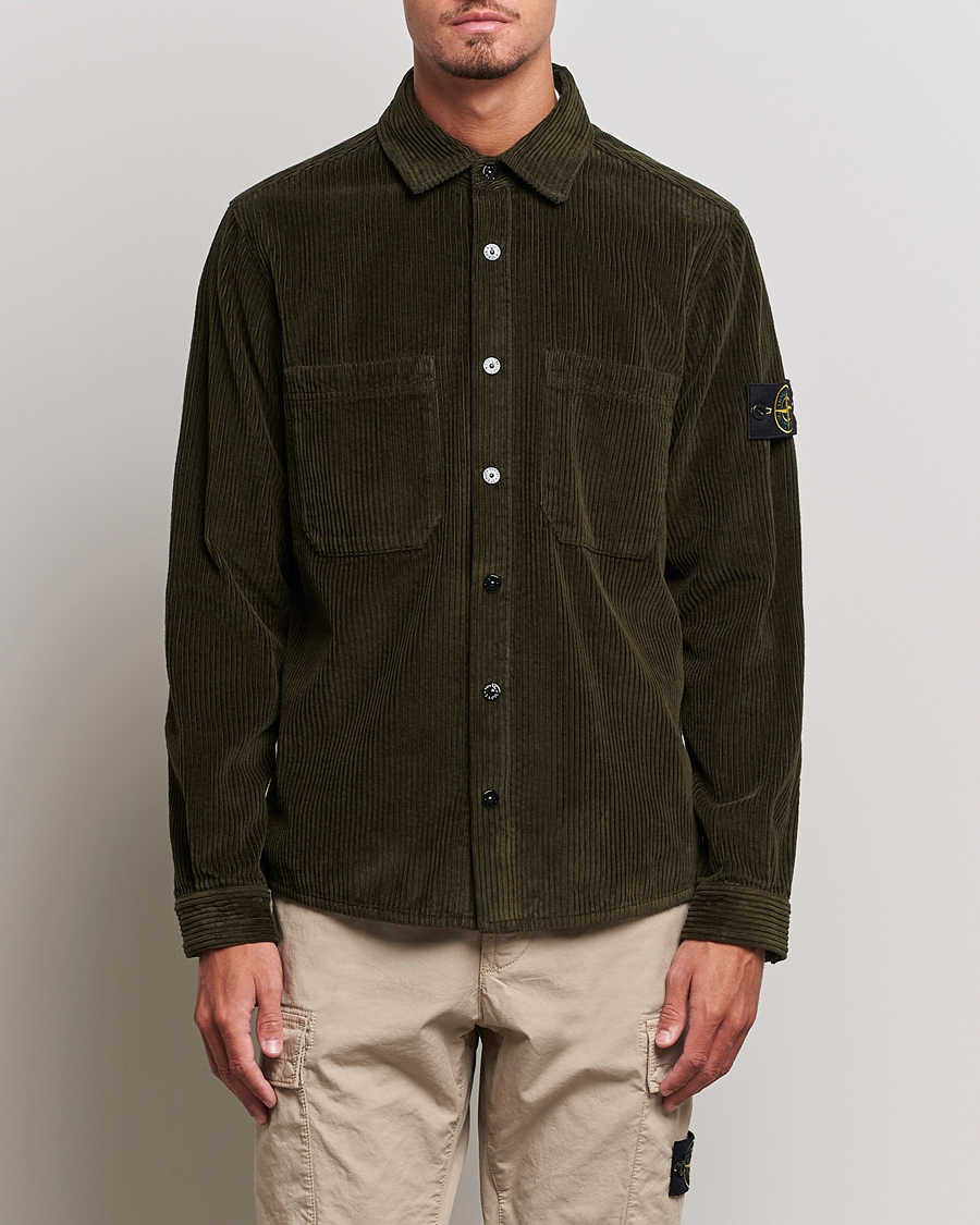 Homme | Chemises | Stone Island | Garment Dyed Corduroy Overshirt Olive