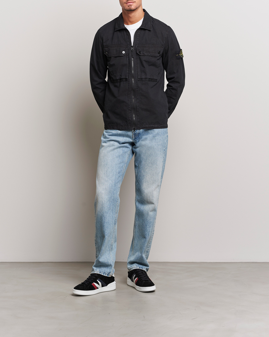Homme | Chemises | Stone Island | Garment Dyed Cotton Overshirt Black