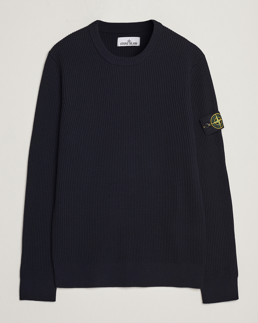 Homme | Pulls Et Tricots | Stone Island | Rib Knitted Wool Sweater Navy Blue