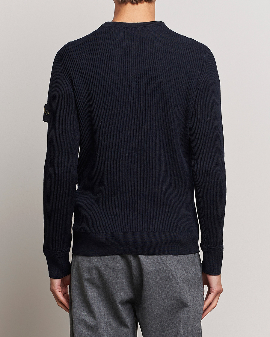 Homme | Pulls Et Tricots | Stone Island | Rib Knitted Wool Sweater Navy Blue