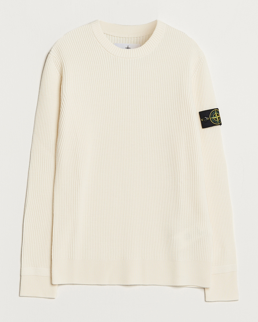 Homme | Pulls Et Tricots | Stone Island | Rib Knitted Wool Sweater Natural