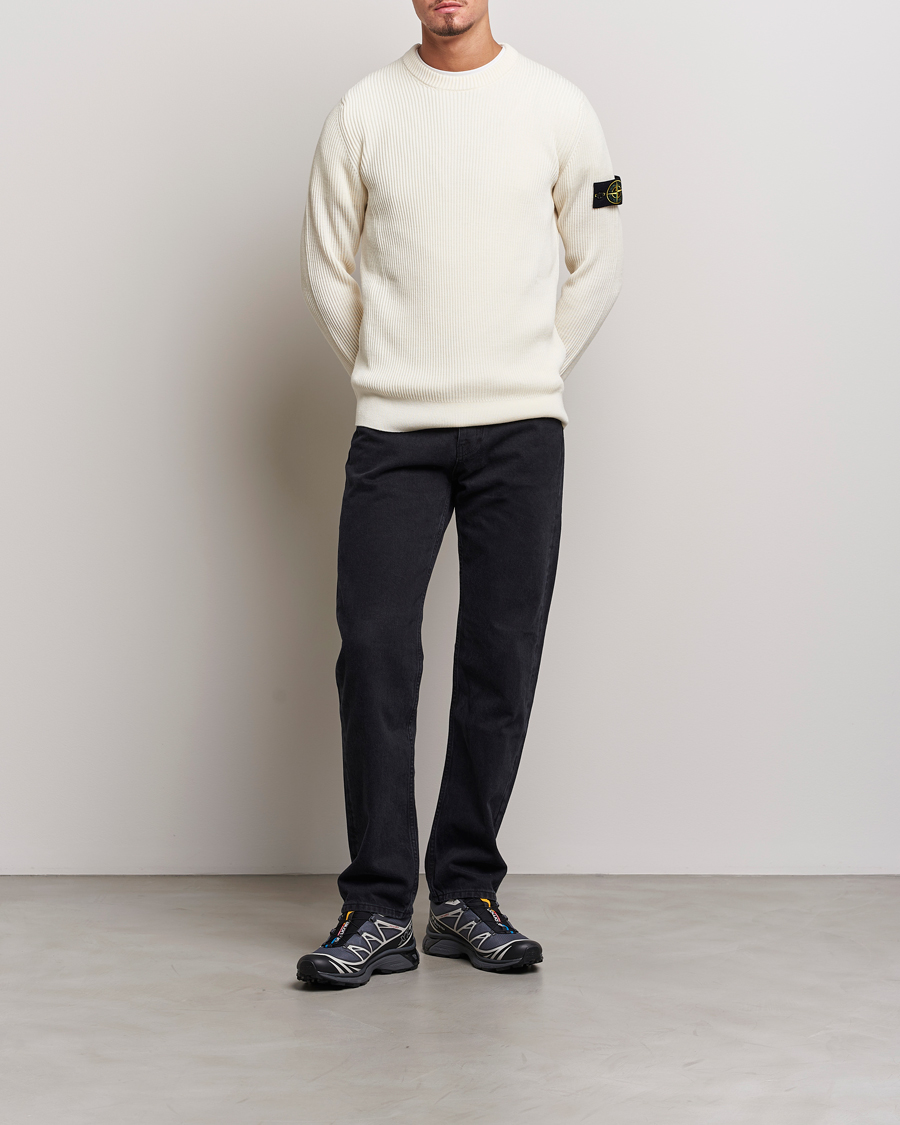 Homme | Pulls Et Tricots | Stone Island | Rib Knitted Wool Sweater Natural