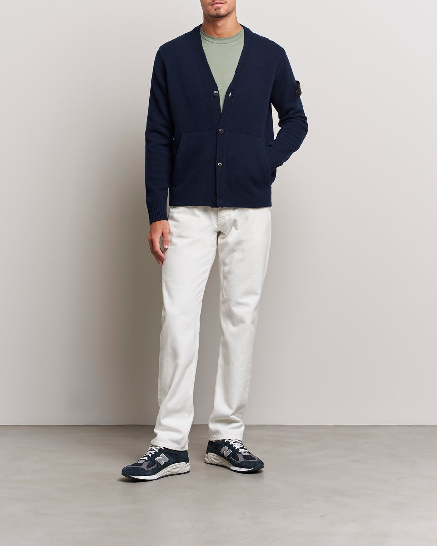 Homme | Pulls Et Tricots | Stone Island | Knitted Geelong Wool Cardigan Navy Blue