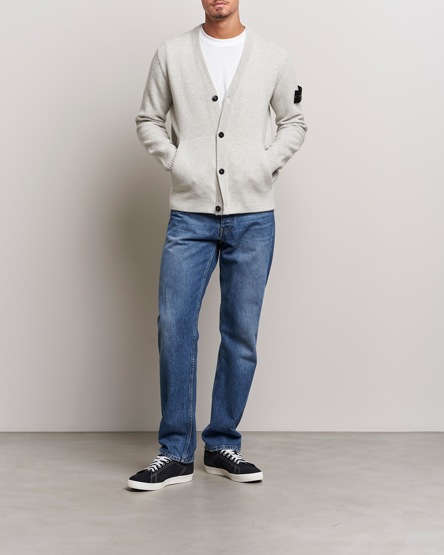 Homme | Pulls Et Tricots | Stone Island | Knitted Geelong Wool Cardigan Pearl Grey