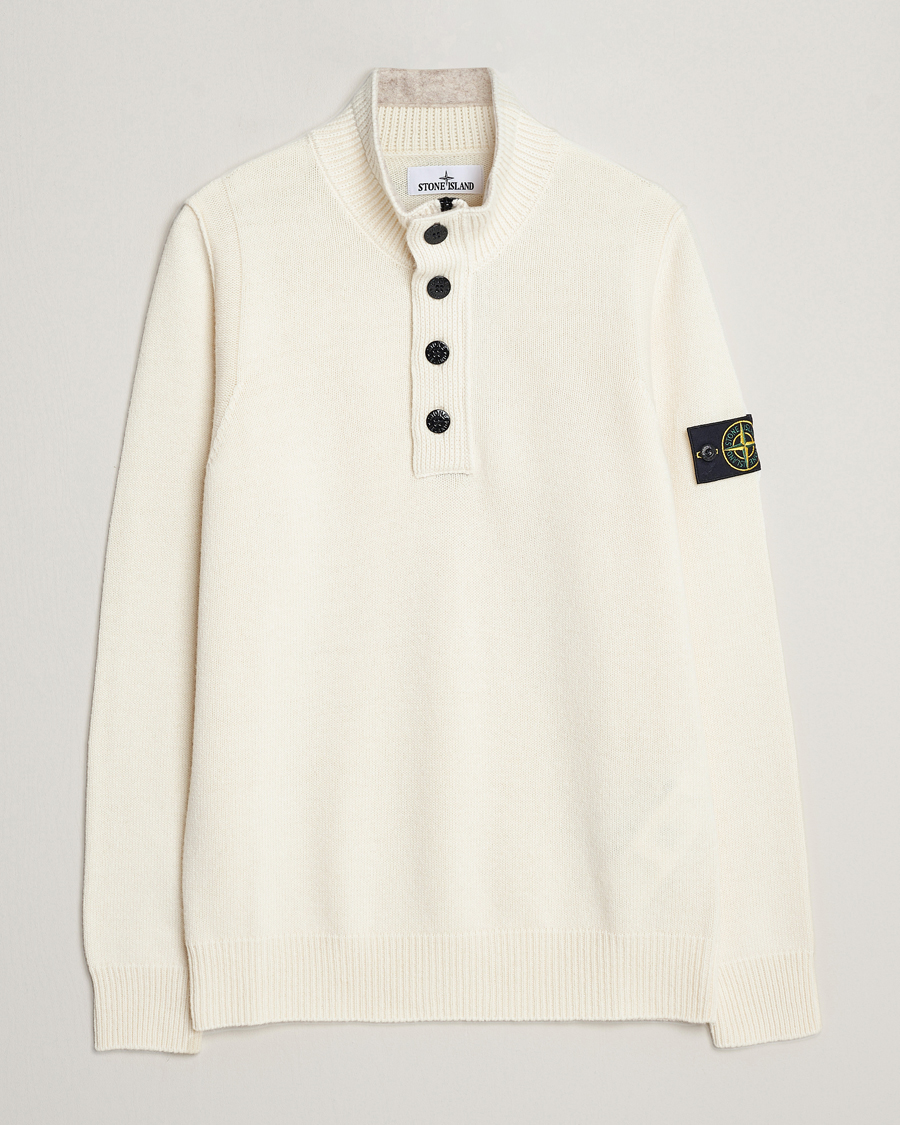 Homme | Pulls Et Tricots | Stone Island | Knitted Lambwool Half Button Zip Natural