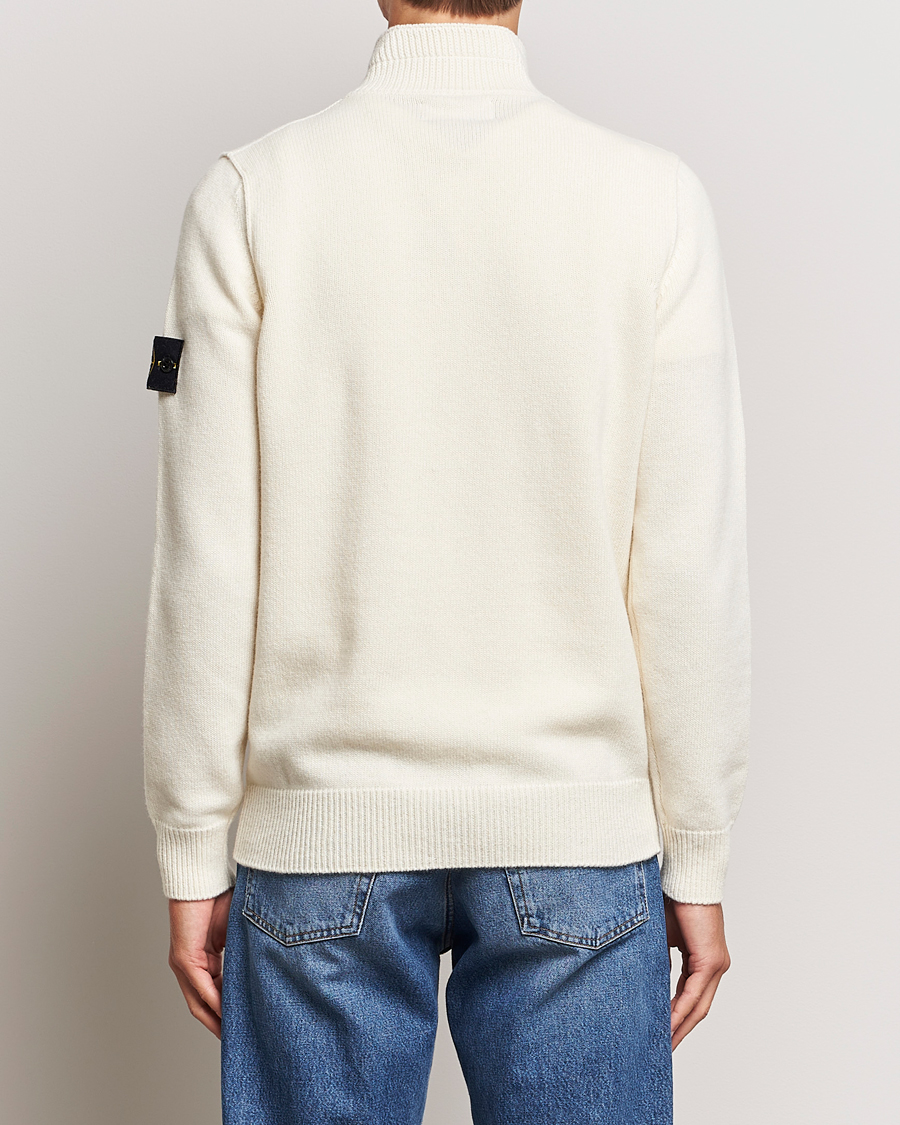 Homme | Pulls Et Tricots | Stone Island | Knitted Lambwool Half Button Zip Natural