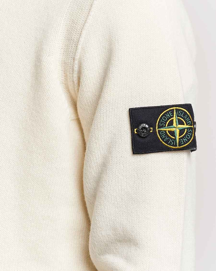 Homme | Pulls Et Tricots | Stone Island | Knitted Lambwool Half Button Zip Natural