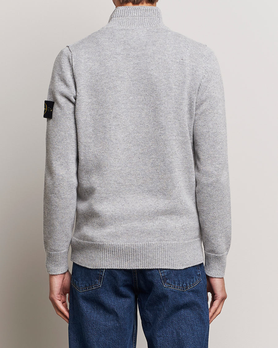 Homme | Pulls Et Tricots | Stone Island | Knitted Lambwool Half Button Zip Melange Grey