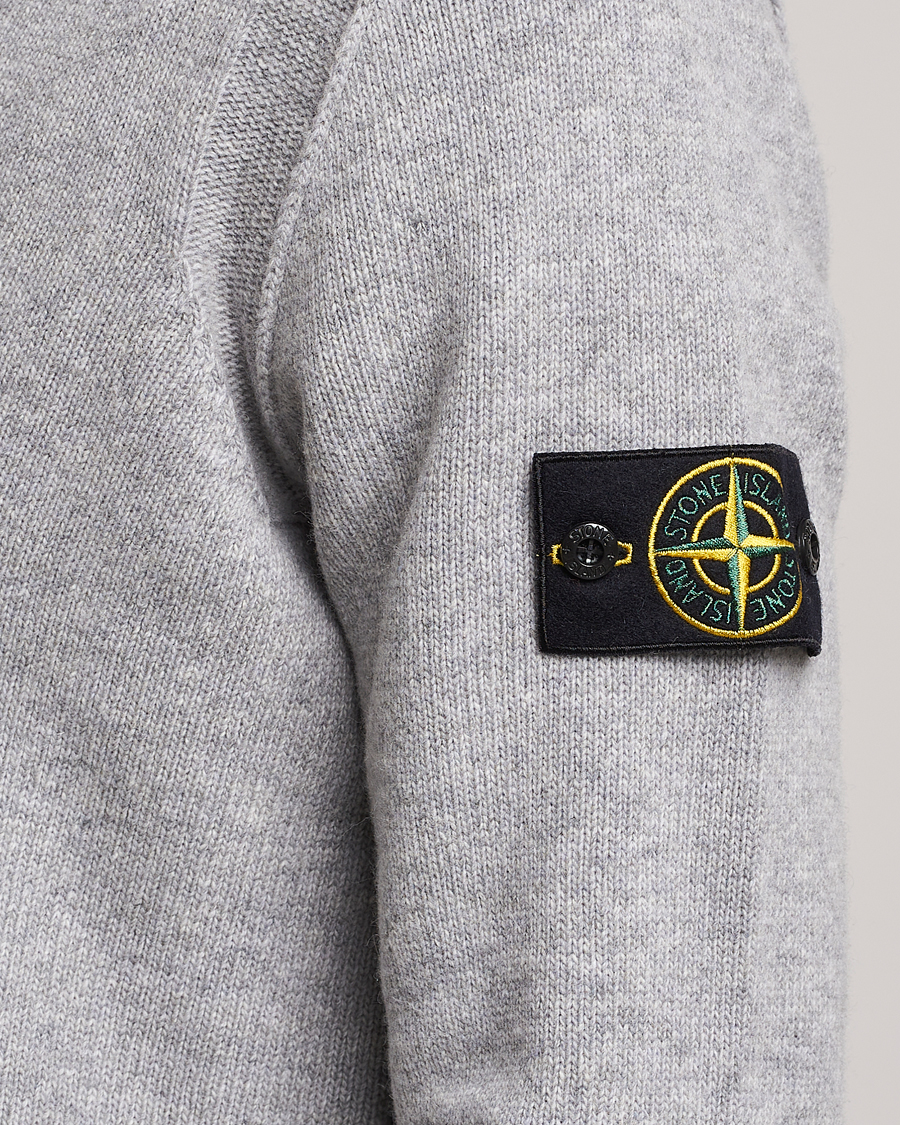 Homme | Pulls Et Tricots | Stone Island | Knitted Lambwool Half Button Zip Melange Grey