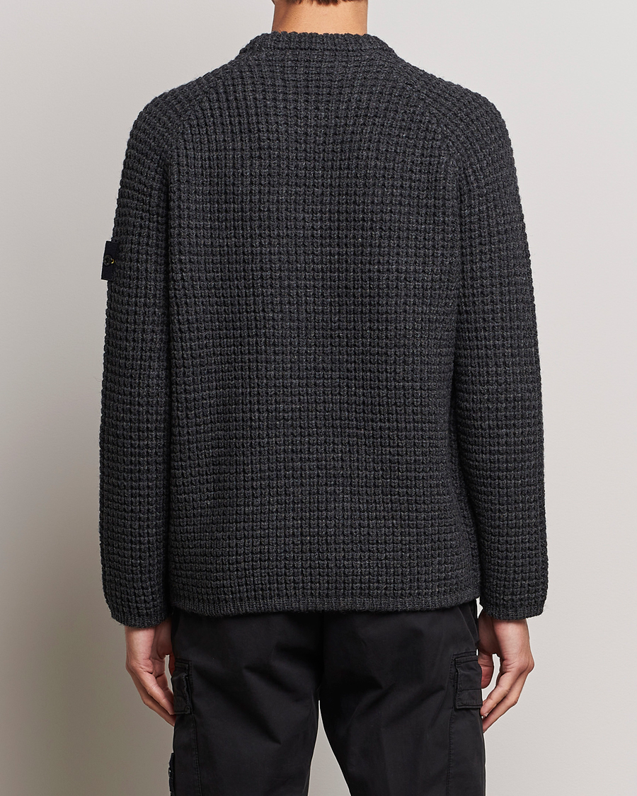 Homme | Pulls Et Tricots | Stone Island | Structured Knitted Pure Wool Sweater Melange Charcoal