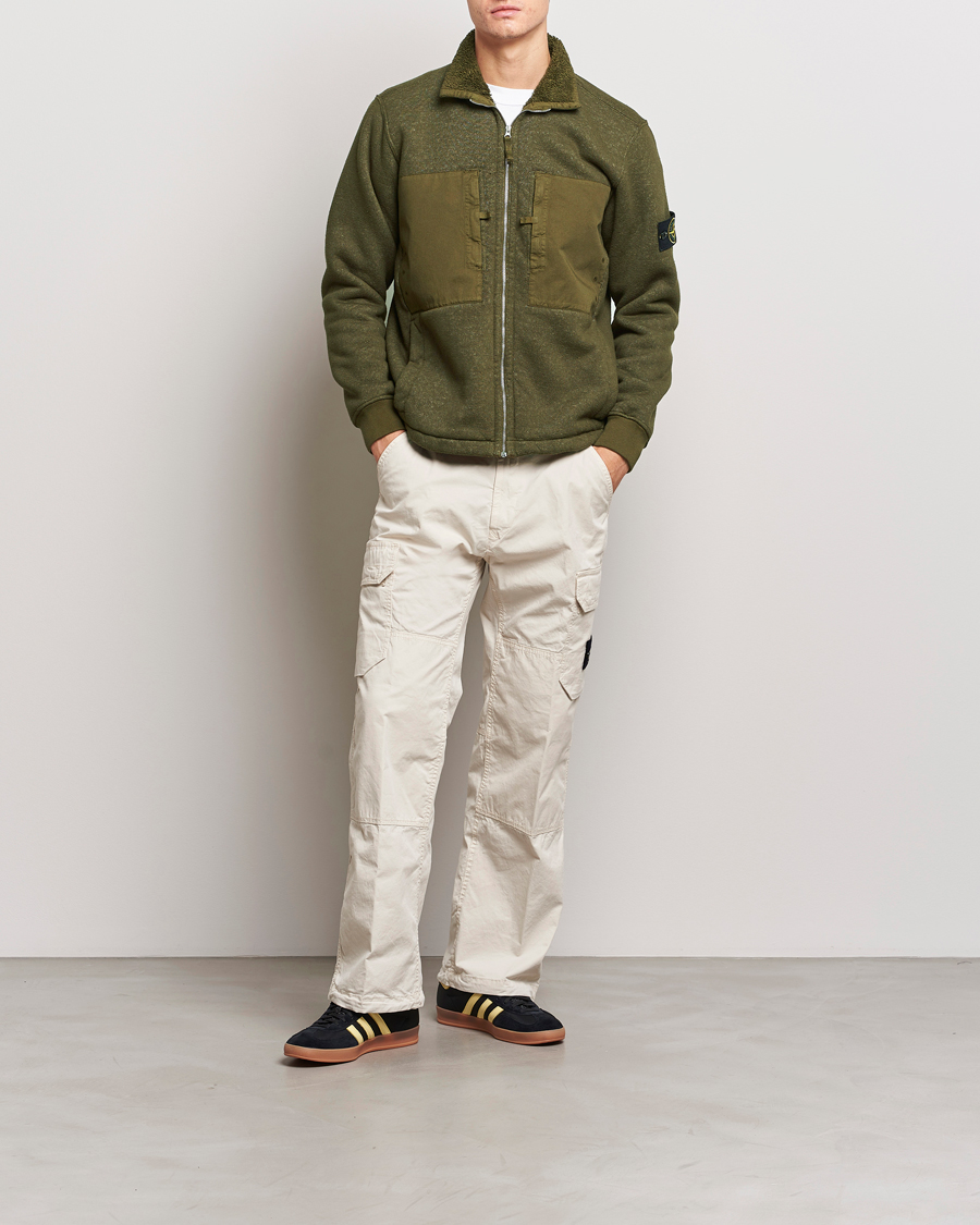 Homme | Pulls Et Tricots | Stone Island | Garment Dyed Terry Fleece Full Zip Olive