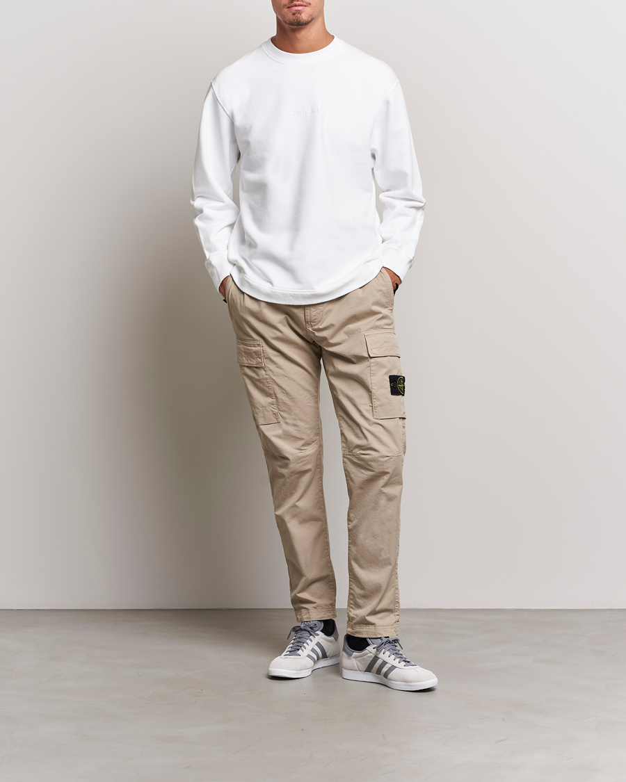 Homme | Pulls Et Tricots | Stone Island | Garment Dyed Fleece Logo Sweatshirt White