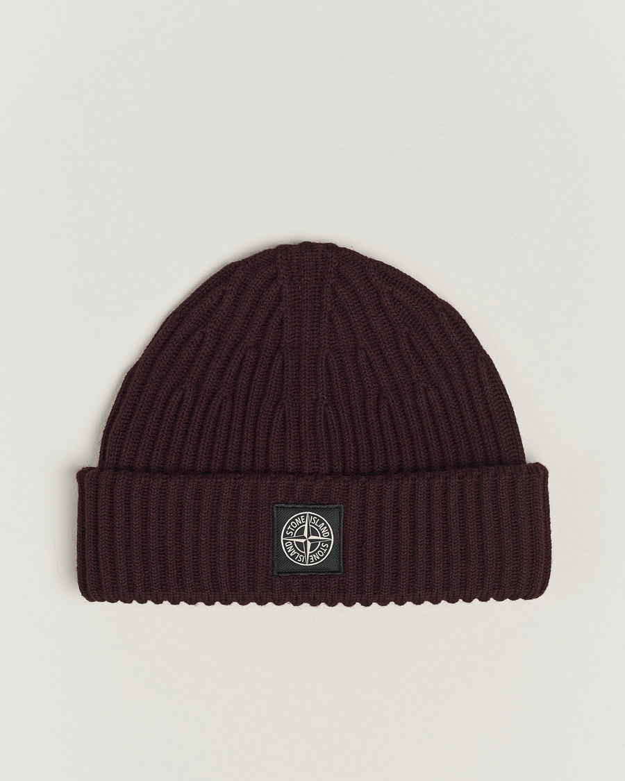 Homme | Stone Island Full Rib Wool Beanie Dark Burgundy | Stone Island | Full Rib Wool Beanie Dark Burgundy