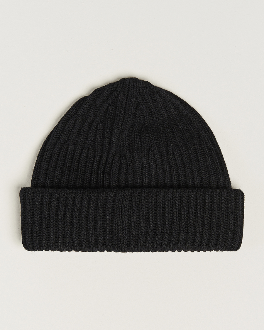 Homme | Stone Island Full Rib Wool Beanie Black | Stone Island | Full Rib Wool Beanie Black