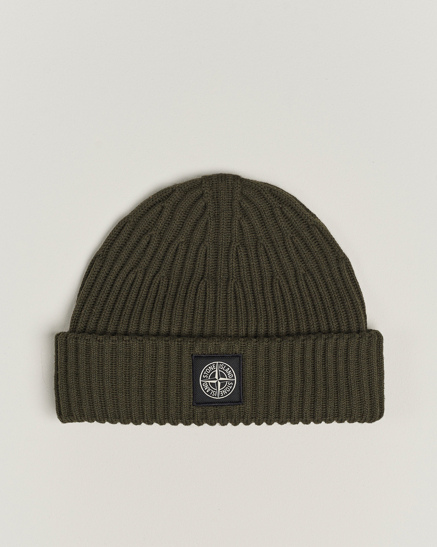 Homme | Stone Island Full Rib Wool Beanie Olive | Stone Island | Full Rib Wool Beanie Olive