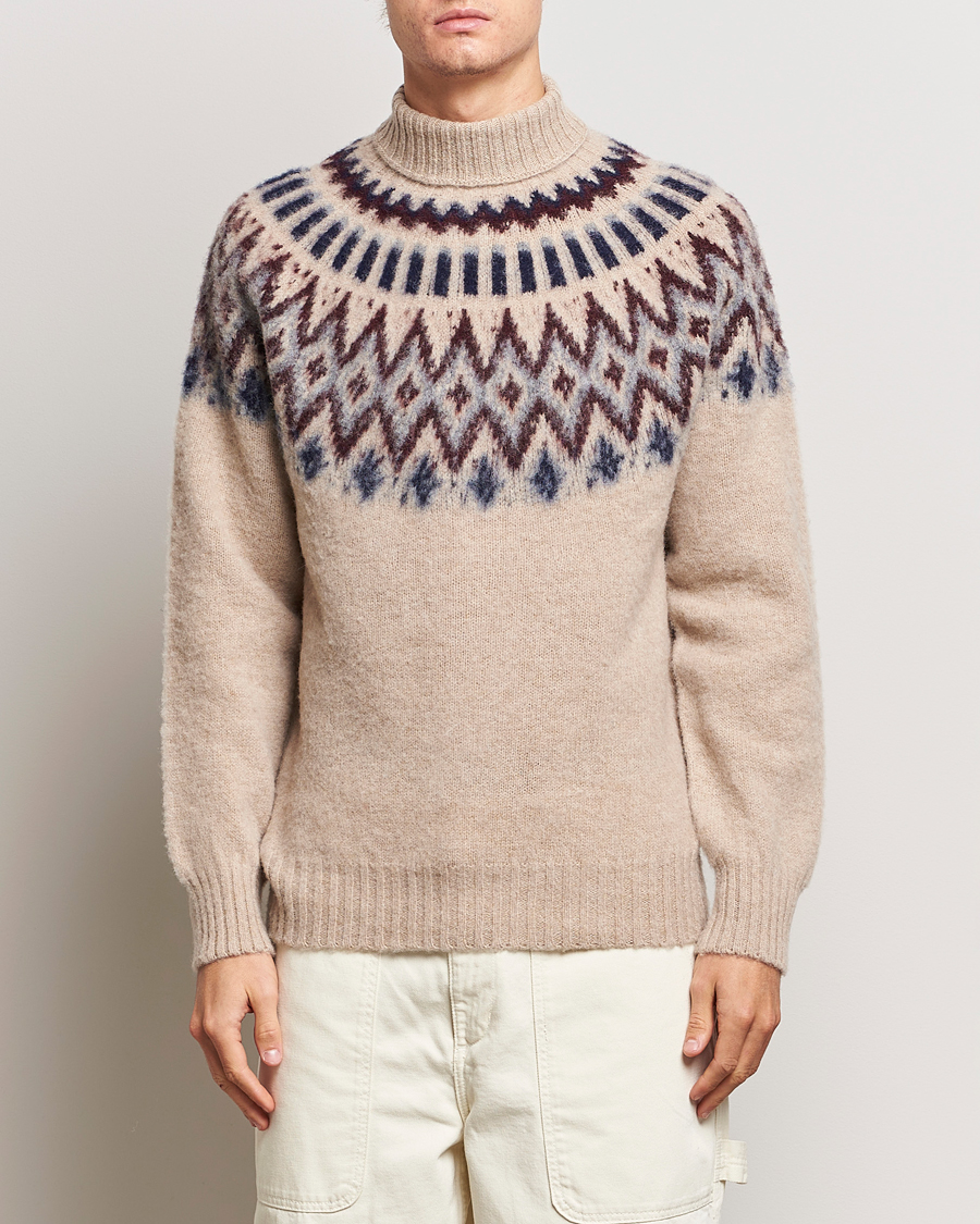 Homme | Pulls Et Tricots | Howlin' | Brushed Wool Fair Isle Roll Neck Biscuit