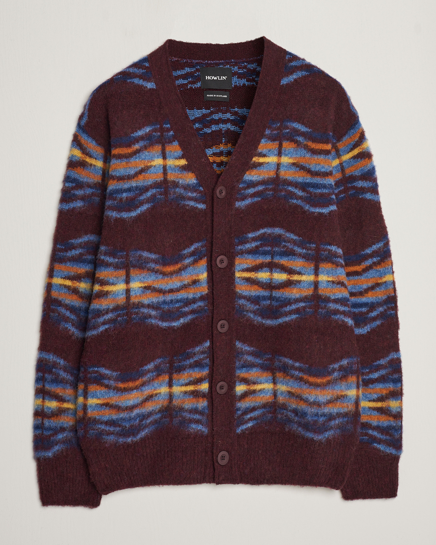 Homme | Pulls Et Tricots | Howlin' | Brushed Wool Pattern Cardigan Bordeaux