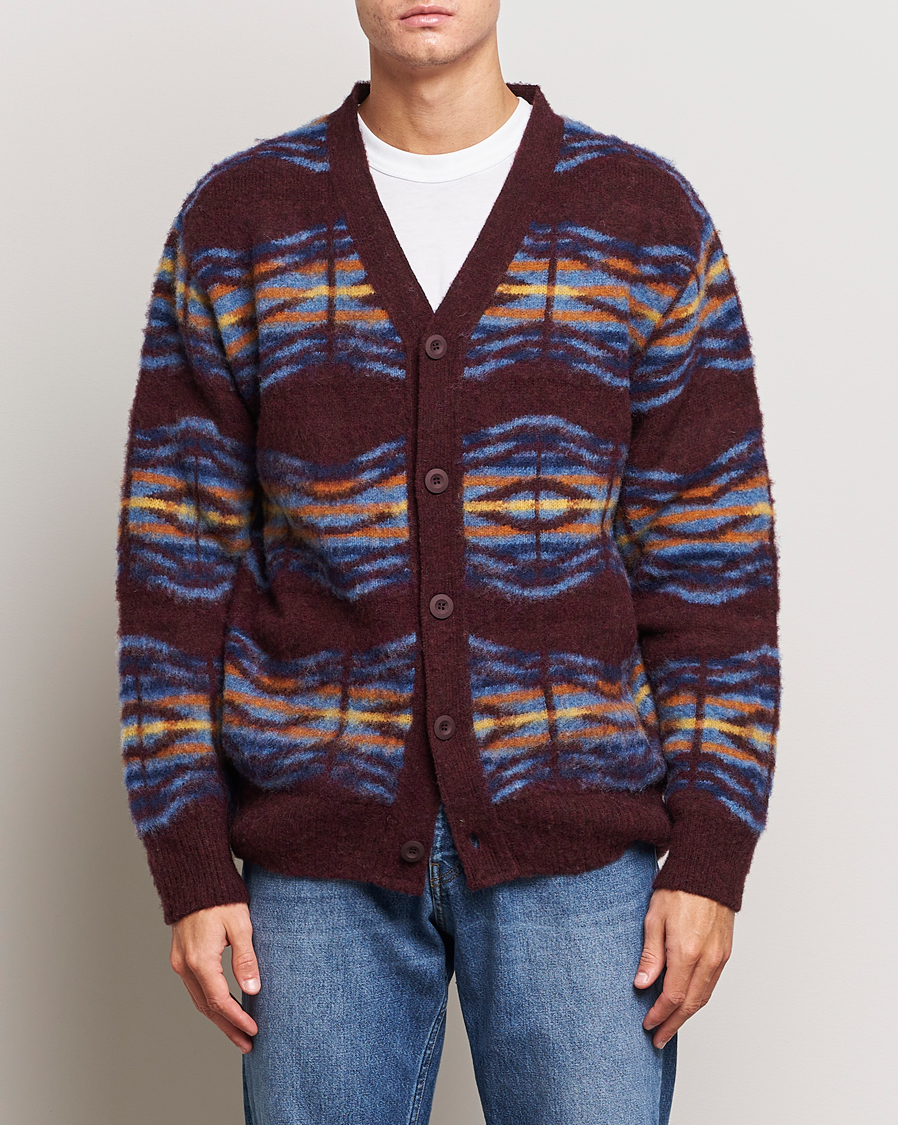 Homme | Pulls Et Tricots | Howlin' | Brushed Wool Pattern Cardigan Bordeaux