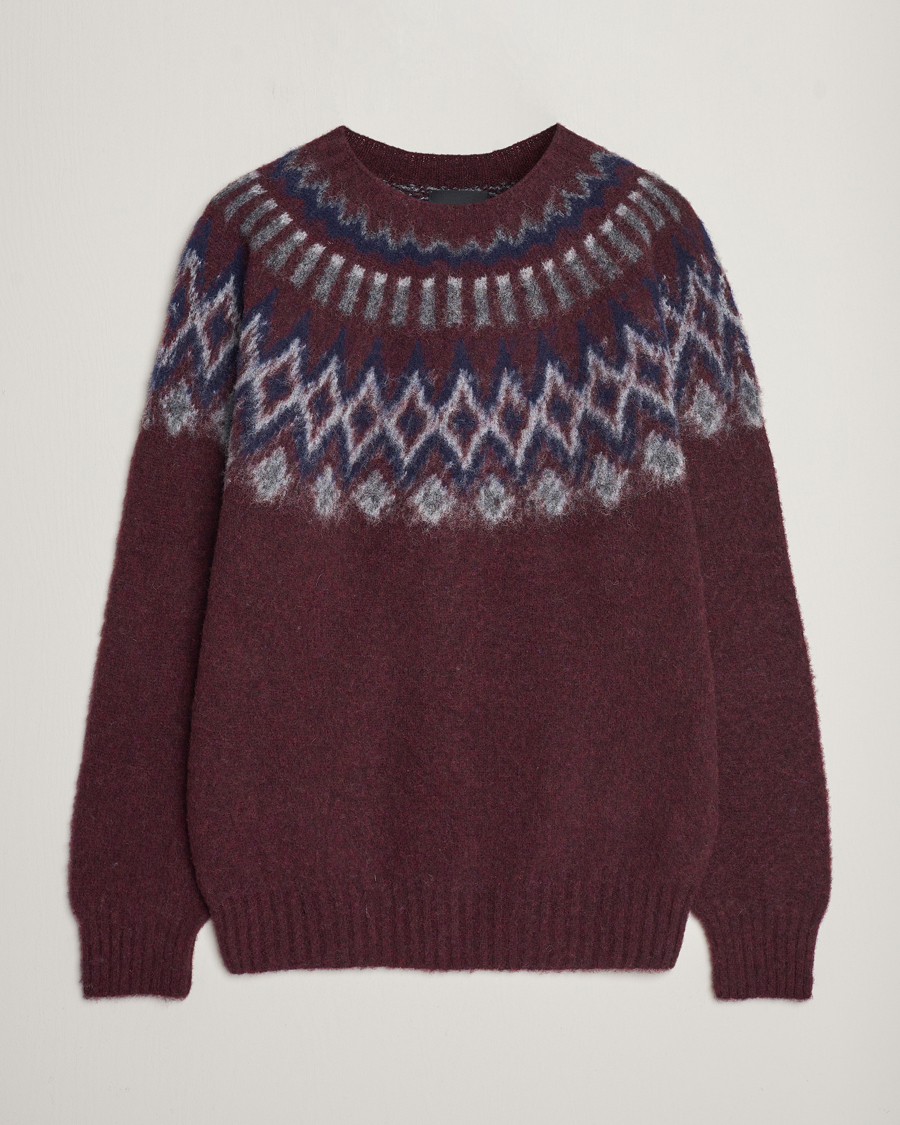 Homme | Pulls Et Tricots | Howlin' | Brushed Wool Fair Isle Crew Sweater Bordeaux