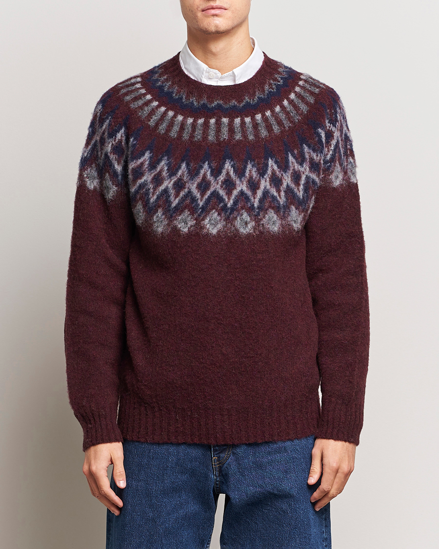 Homme | Pulls Et Tricots | Howlin' | Brushed Wool Fair Isle Crew Sweater Bordeaux