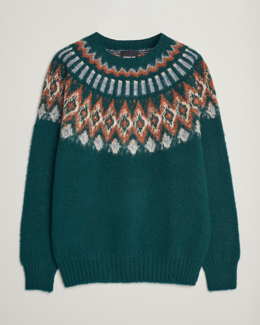 Homme | Pulls Et Tricots | Howlin' | Brushed Wool Fair Isle Crew Sweater Forest